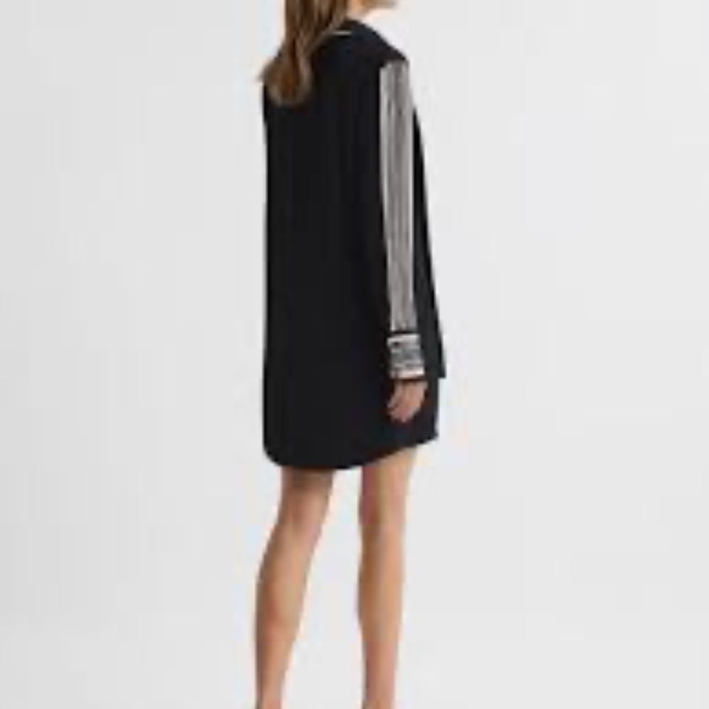 Reiss Black Ellie Side Stripe Long Sleeve Mini Dress Size 10